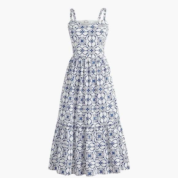 J. Crew Factory Dresses & Skirts - J. Crew factory blue and white Poplin corset midi dress Size 6